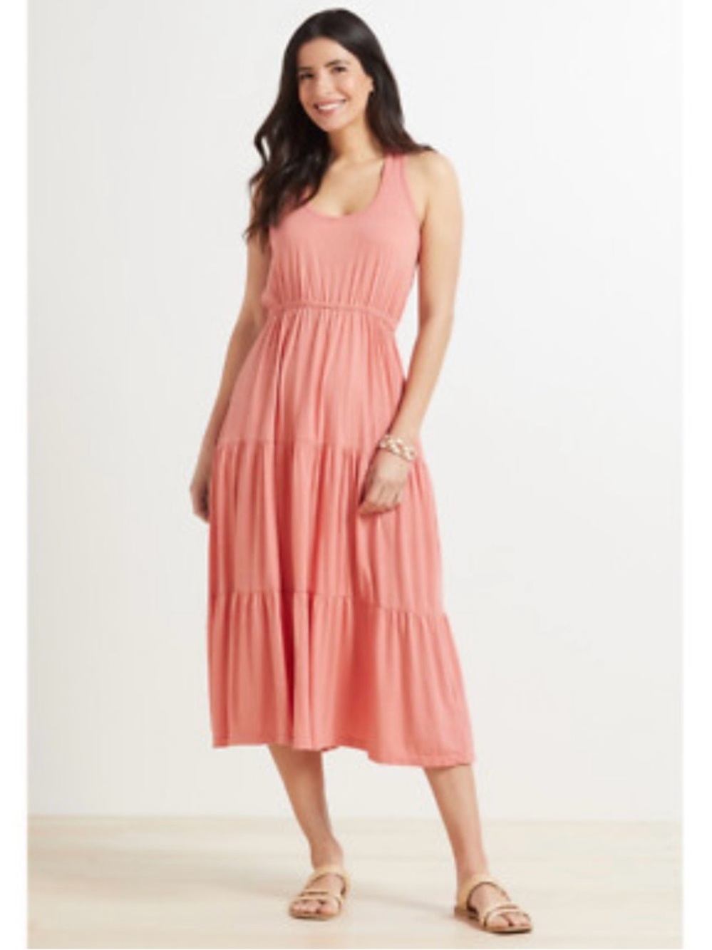 Sundry for Evereve The Malibu Midi Ruffle Hem Peach Dress size 0 (XS)
